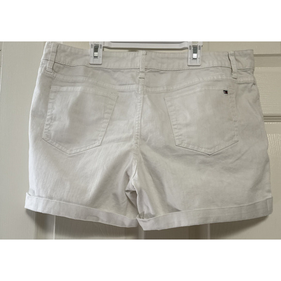 Tommy Hilfiger Shorts Womens 14 White Denim Rolled Cuff 4.5 Inch Inseam - Picture 4 of 16